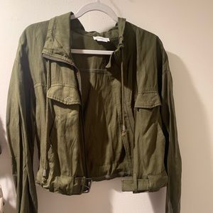 Lovers + Friends army green utility jacket